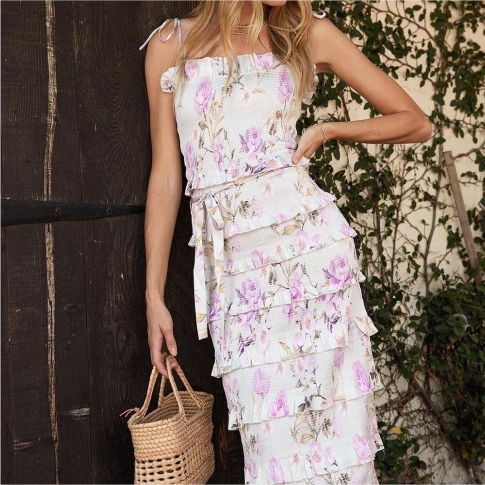 V. Chapman Strapless Floral Dress - Pink and White - Picture 4 of 6